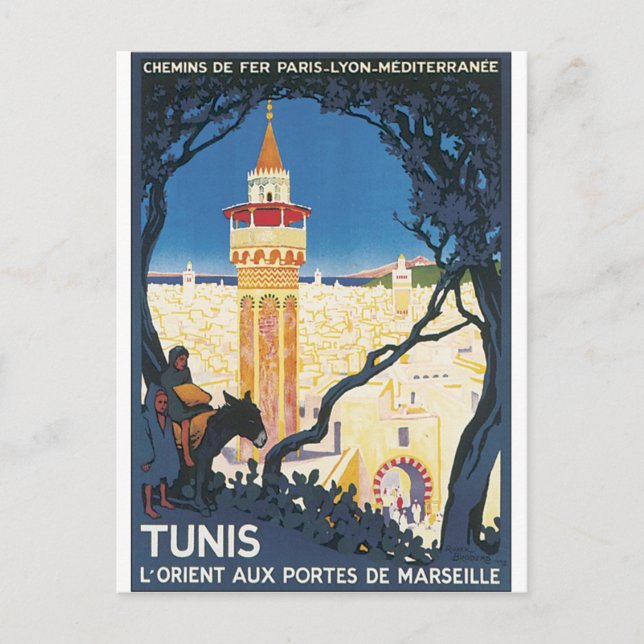 Tunis Vintage Travel Poster Postkarte (Vorderseite)