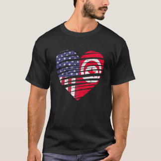 Tunisia American Grown Heart USA Patriot Heritage T-Shirt