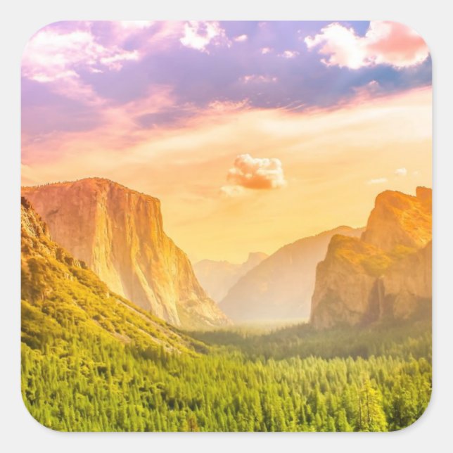 Tunnel-Ansicht von Yosemite Nationalpark Quadratischer Aufkleber (Vorderseite)