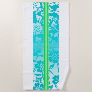 Tunnel Beach Hawaiian Hibiskus Surfboard Aquamarin Strandtuch