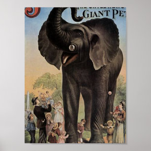 Tunnel-bohrwagen das riesiger Elefant-Retro Poster