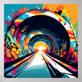 Tunnel mit Graffiti Art Poster