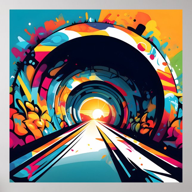 Tunnel mit Graffiti Art Poster (Vorne)