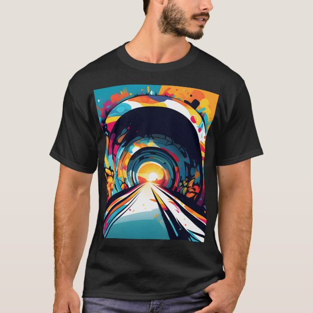 Tunnel mit Graffiti Art T-Shirt (Vorderseite)