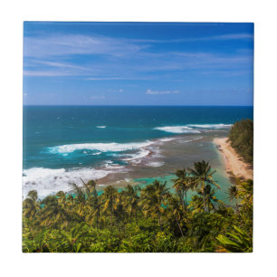 Tunnels Beach vom Kalalau Trail aus gesehen Fliese