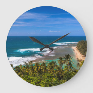 Tunnels Beach vom Kalalau Trail aus gesehen Große Wanduhr