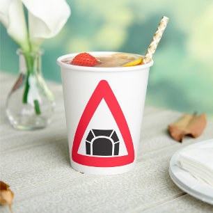 Tunnelwarnung Straßenzeichen Pappbecher