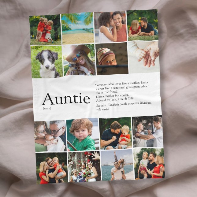 Tuntie Definition Zitat FotoCollage Fleecedecke (Auntie Definition Quote Photo Collage Fleece Blanket)