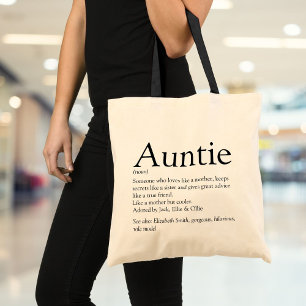Tuntie Definition Zitat schwarz und weiß Tragetasche