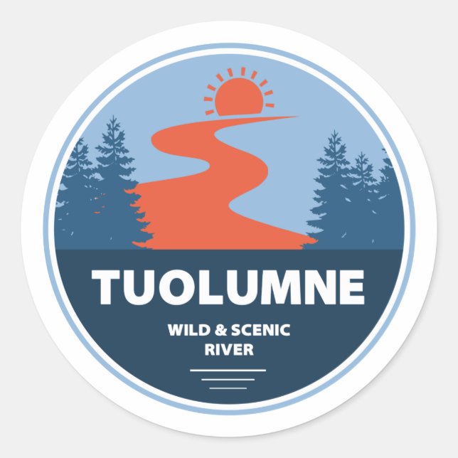 Tuolumne Wild und Landschaftlicher Fluss Californi Runder Aufkleber (Vorderseite)