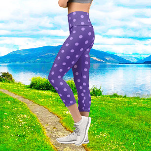 Tüpfelchen-Lila gemusterte Capri-Leggings Capri Leggings