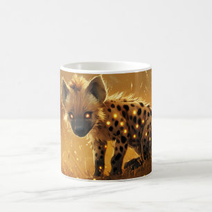 Tüpfelhyäne auf einem Feld mit hohem Gras Kaffeetasse