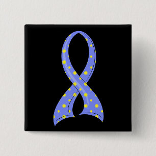 Tupfen-blaues gelbes Band Down-Syndrom Button