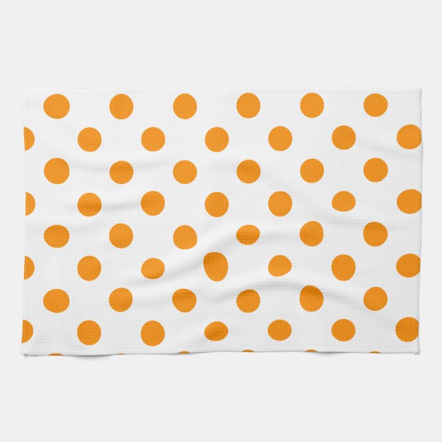 Tupfen groß - dunkelorangefarbig auf Weiß Küchentuch (Horizontal)