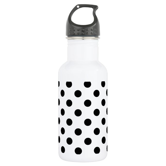 Tupfen groß - Schwarzes auf Weiß Trinkflasche (Vorderseite)