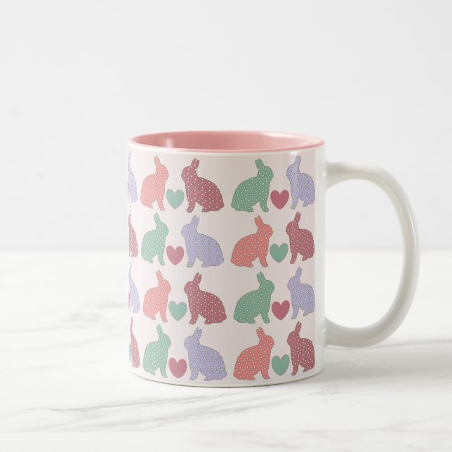 Tupfen-Häschen Zweifarbige Tasse (Rechts)