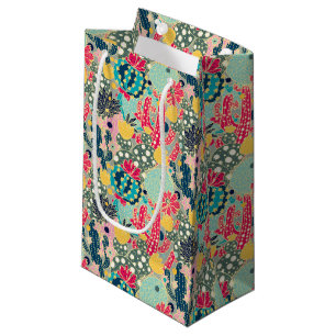 Tupfen-Kaktus-Muster des Monogramm-  buntes Kleine Geschenktüte