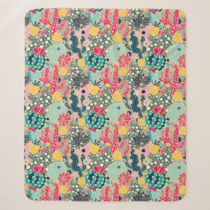Tupfen-Kaktus-Muster des Monogramm- buntes Sherpadecke