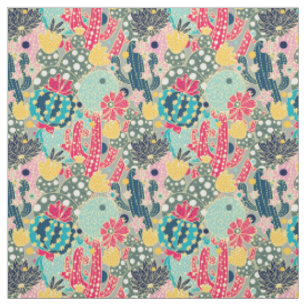 Tupfen-Kaktus-Muster des Monogramm-  buntes Stoff
