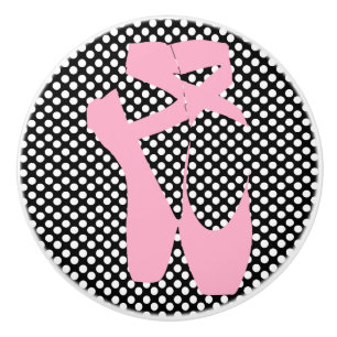 Tupfen-rosa Ballett-Pantoffel-Griff Keramikknauf