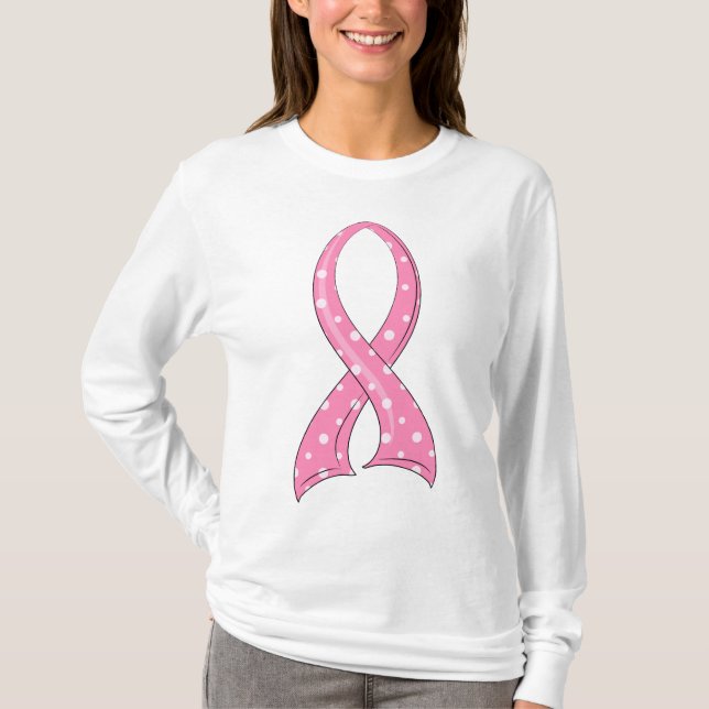Tupfen-rosa Band-Brustkrebs T-Shirt (Vorderseite)