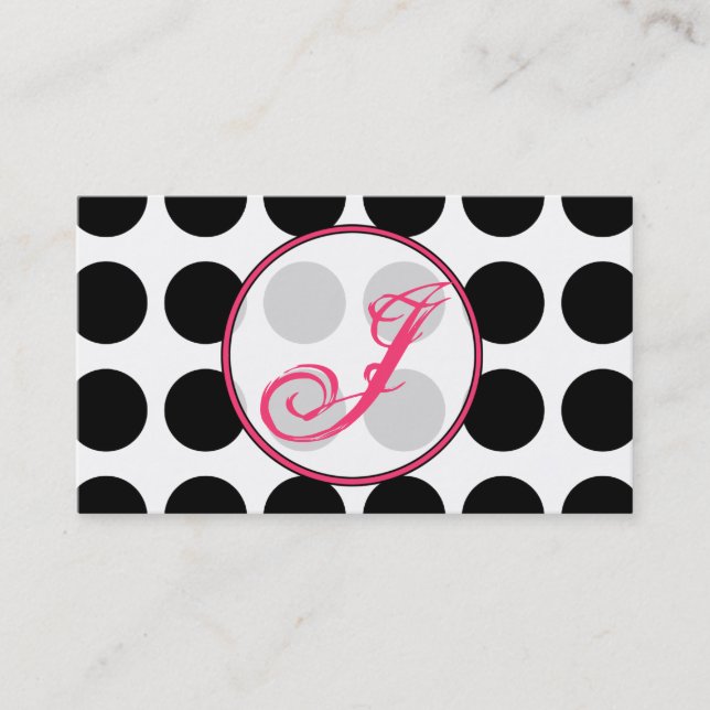 Tupfen/rosa Monogramm-Mode-Visitenkarte Visitenkarte (Vorderseite)