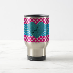 Tupfen rosa und weißes Monogramm Reisebecher
