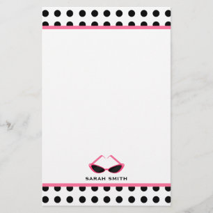 Tupfen u. Retro rosa Sonnenbrille Briefpapier
