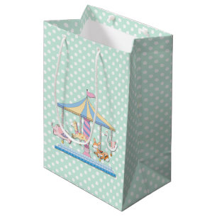 Tupfen und Tierkarussell-Baby-Geschenk-Tasche Mittlere Geschenktüte
