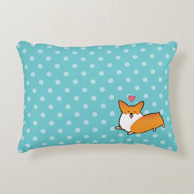 Tupfenglückliches Corgi-Kissen Dekokissen (Vorderseite)