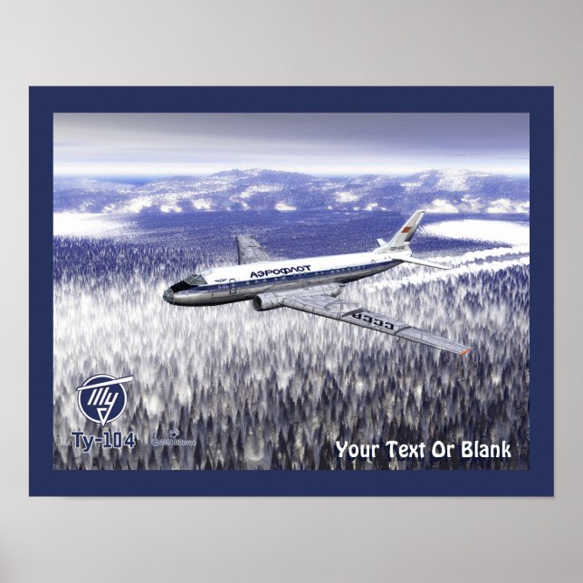 Tupolev (Т у п о е в) Tu-104 über Sibirien Poster (Vorne)