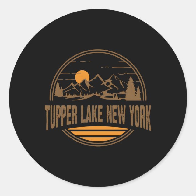 Tupper Lake New York Mountain Wandern Print Runder Aufkleber (Vorderseite)