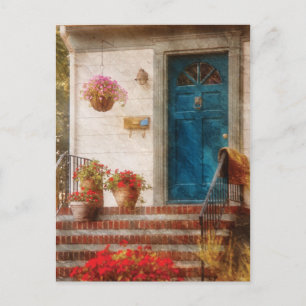 Tür - Blaue Haustür Postkarte