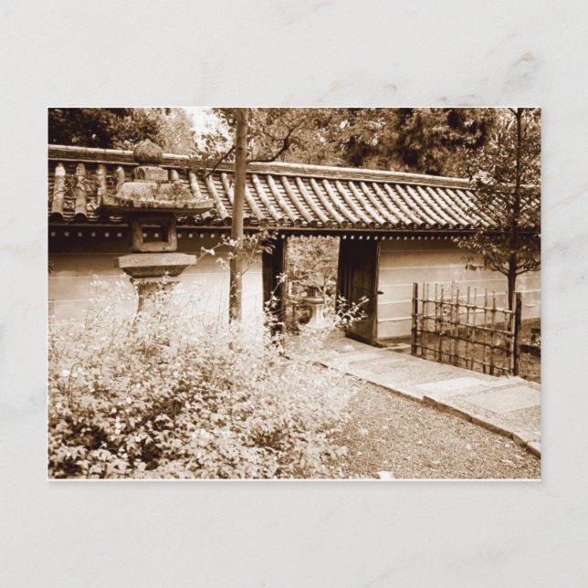 Tür in einer japanischen Mauer Postkarte (Vorderseite)