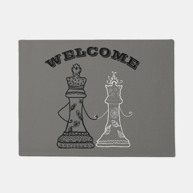 Tür-Matte Wecome Schach-König-Queen Fußmatte (Vorderseite)