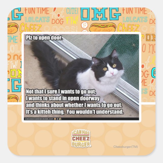 Tür öffnen quadratischer aufkleber (Vorderseite)