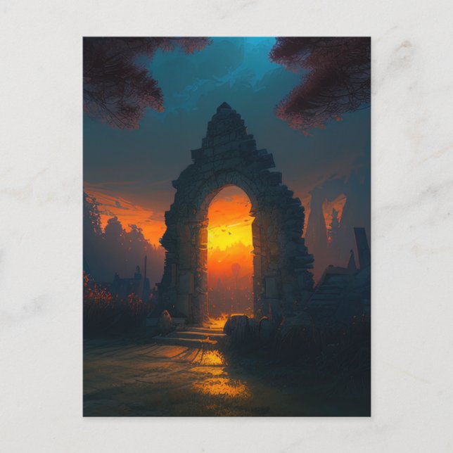 Tür zum Sonnenuntergang Postkarte (Vorderseite)