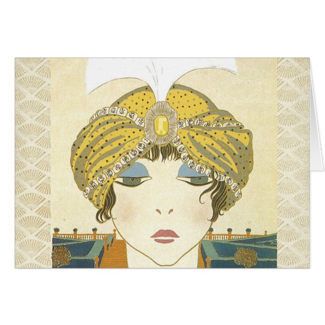 Turbaned Poiret 1900s Mode-Illustration (Vorderseite (Horizontal))