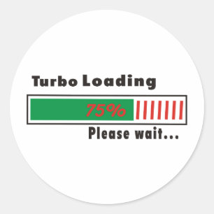 Turbo Loading Bitte warten Runder Aufkleber
