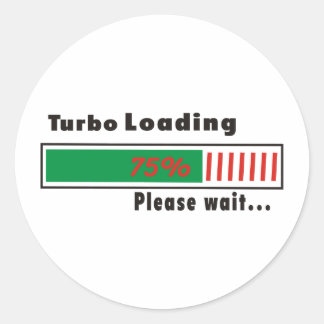 Turbo Loading Bitte warten Runder Aufkleber
