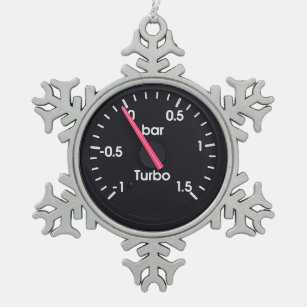 "Turbo-Messgerät" Entwurfsgeschenke und -produkte Schneeflocken Zinn-Ornament