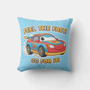Turbo-Rennwagen "Feel The Fast" Cartoon-Sportwagen Kissen