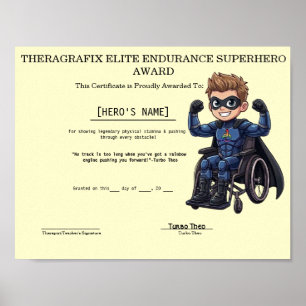 Turbo Theo Elite Ausdauer Superhelden-Auszeichnung Poster