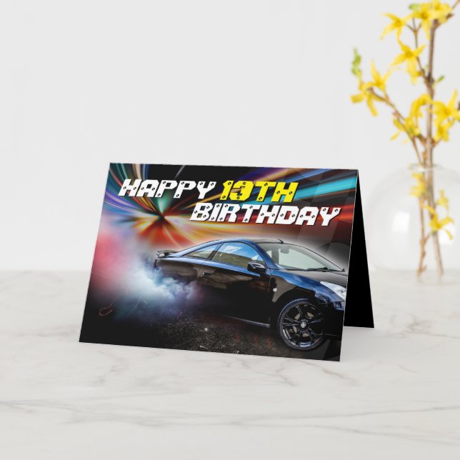 Turbocharge Street Racing Birthday Karte (Gelbe Blume)