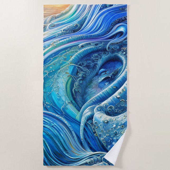 Turbulenzstrom im Meer, Abstrakte Kunst Strandtuch (Vorderseite)