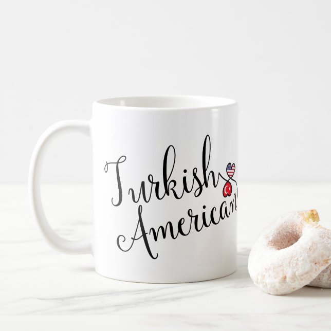 Turc-Américain Coeurs enmêlés Mug (Avec donut)