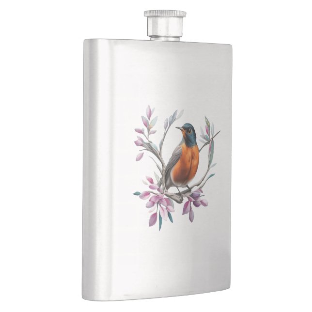 Turdus migratorius Surrounded By Mountain Laurel Flachmann (Rechts)