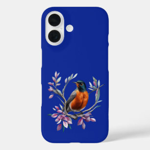 Turdus migratorius umgeben von Berglorbeer iPhone 16 Hülle