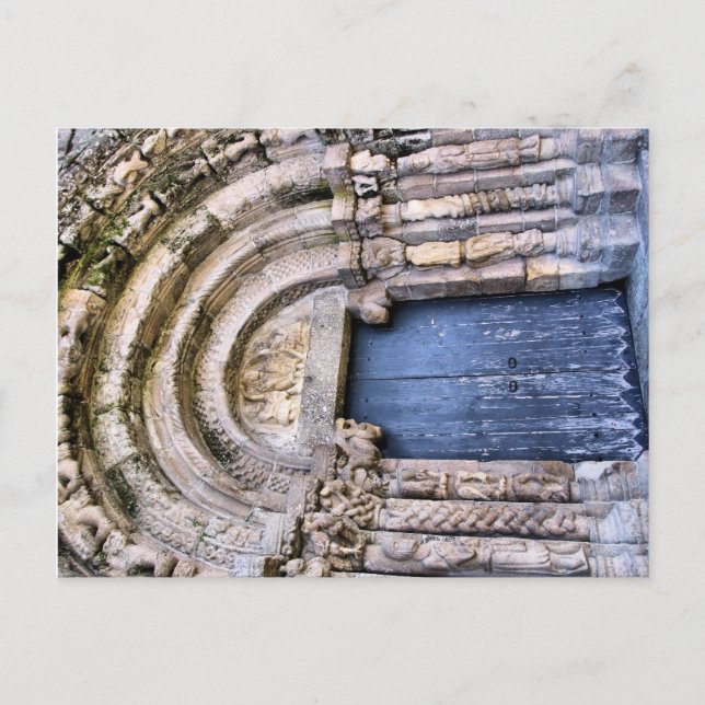 Türe einer Kirche (Bravaes) aus dem 11. Jahrhunder Postkarte (Vorderseite)