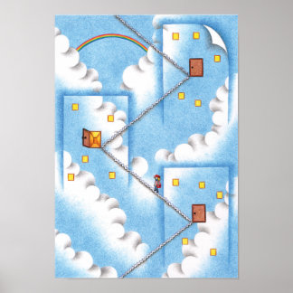 Türen und Treppen in der Luft. Poster